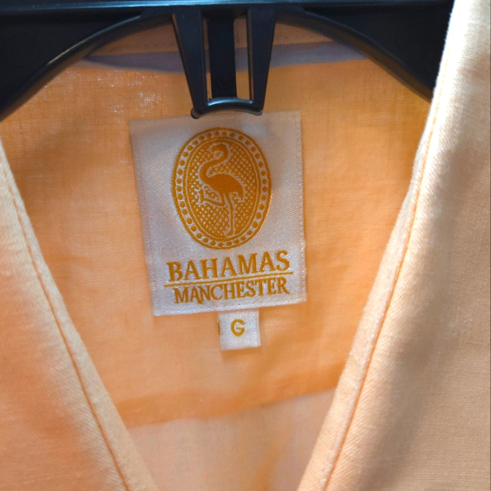 Bahamas Manchester Men's Authentic Guayabera Salmon Long Sleeve Shirt - Size L - Picture 6 of 16